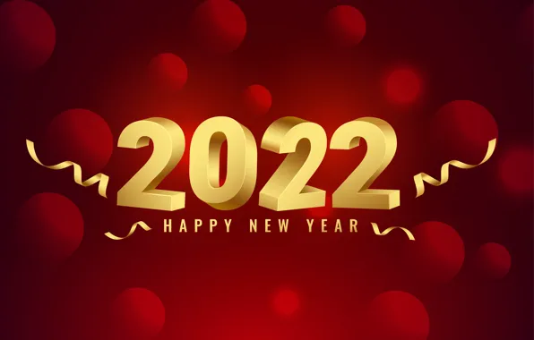 Картинка золото, цифры, Новый год, red, golden, new year, happy, красный фон