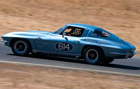 Картинка car, Corvette, Chevrolet, Chevrolet Corvette Stingray, road, blue, Stingray