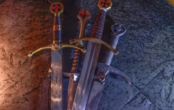 Сталь, меч, лезвие, клинок, крестоносец