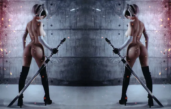 Sexy, ass, boobs, nude, cosplay, erotic, blonde, naked