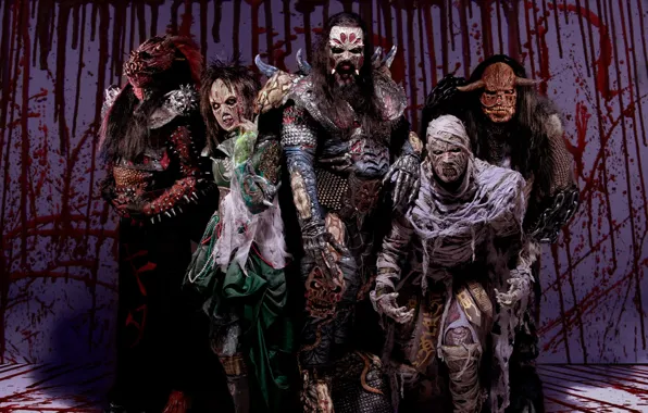 Картинка heavy metal, costumes of demons, Lordi