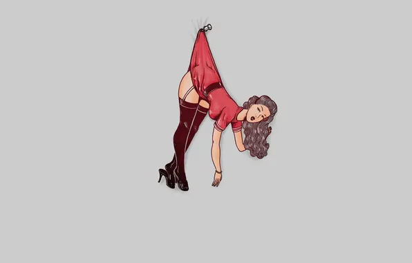 Волосы, тело, чулки, платье, гвоздь, pin up, Alex Solis