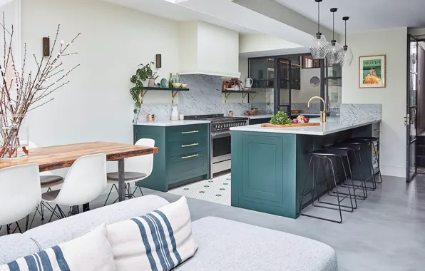 Интерьер, кухня, софа, London, столовая