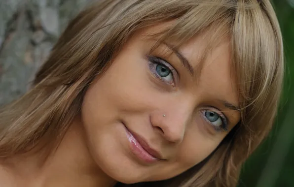 Глаза, лицо, пирсинг, блондинка, брови, lada, близко