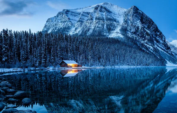 Зима, Озеро, Канада, Banff National Park, Alberta, Lake Louise, Canada, национальный парк