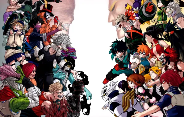 Противостояние, персонажи, My Hero Academia, Boku No Hero Academia, Моя Геройская Академия