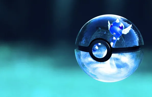 Синий, внутри, pokeball, покебол, dragonair