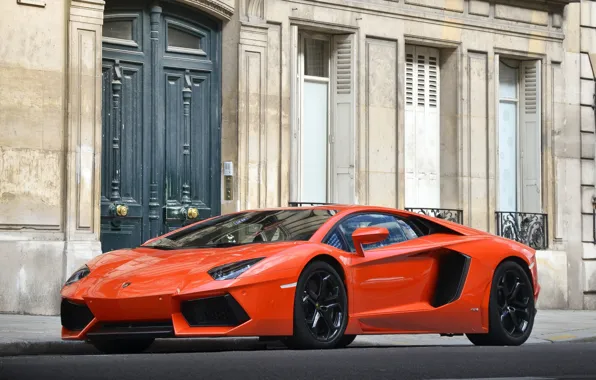 Картинка Orange, lamborghini, Street, aventador, lp700-4