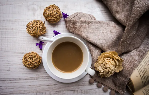 Цветы, шары, кофе, розы, напиток, flowers, coffee