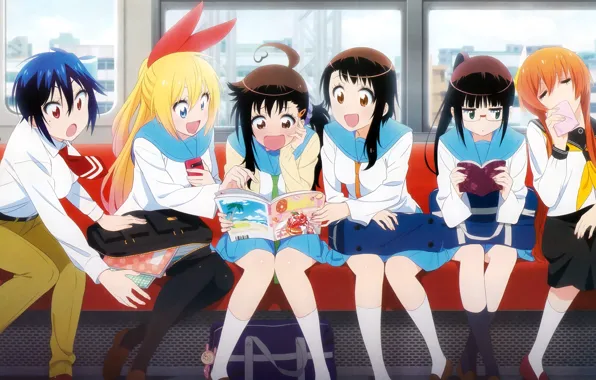 Девушки, школьная форма, anime, art, персонажи, nisekoi, Seishirou Tsugumi, Chitoge Kirisaki