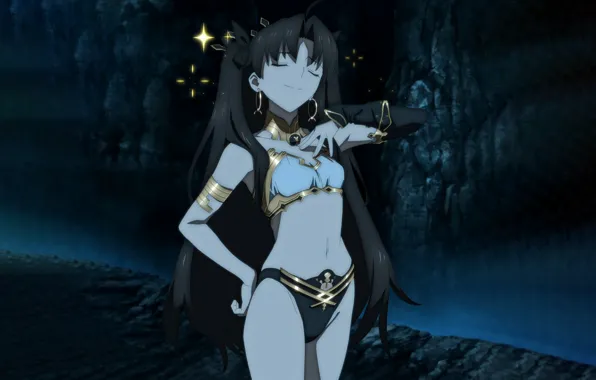 Girl, sexy, lingerie, bra, panties, long hair, anime, beautiful