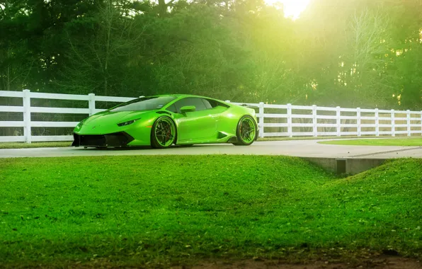 Картинка Lamborghini, Green, Front, Color, Supercar, Wheels, ADV.1, Huracan