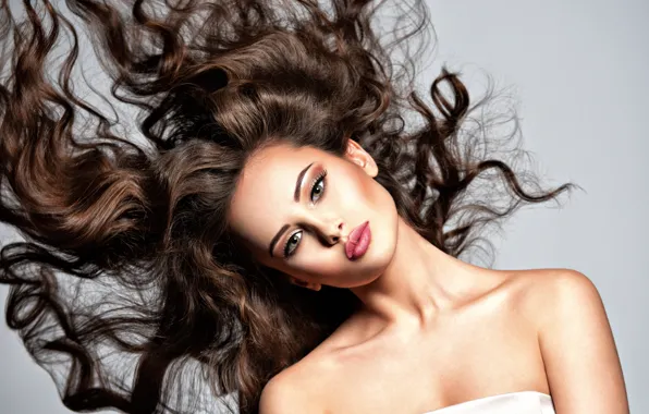 Картинка лицо, поза, волосы, макияж, кудри, локоны, Valua Vitaly