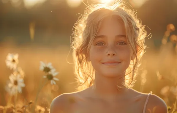 Поле, лето, взгляд, солнце, лучи, свет, цветы, природа