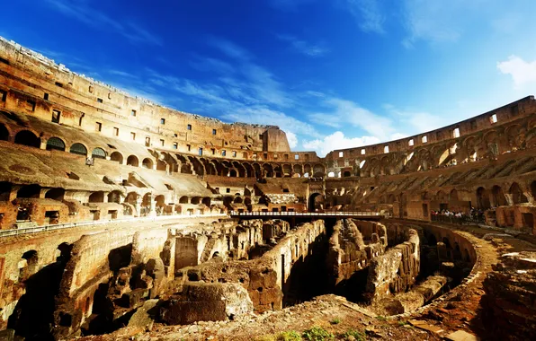Картинка небо, люди, Рим, Колизей, Италия, руины, архитектура, Italy