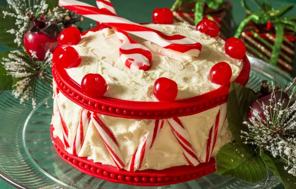 Картинка ягоды, торт, Новый год, украшение, Christmas, крем, десерт, сладкое