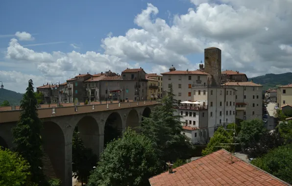 Дома, Мост, Панорама, Италия, Здания, Italy, Bridge, Тоскана