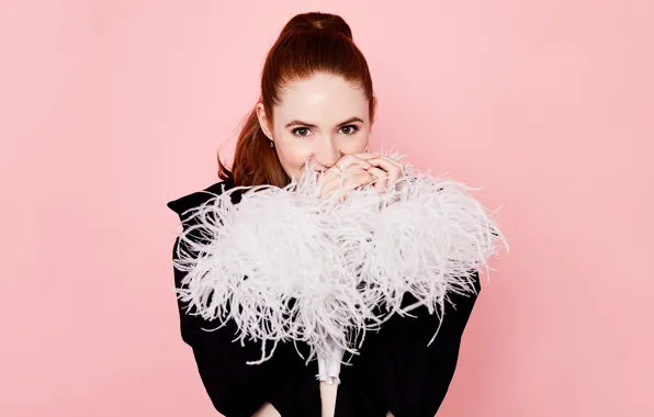 Взгляд, девушка, перья, Karen Gillan