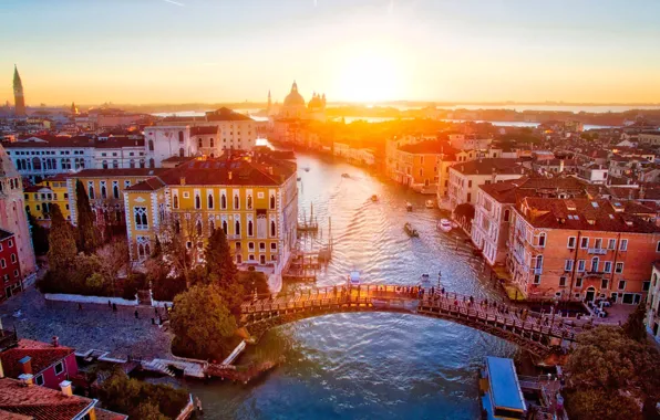 Italy, sunrise, Venice, Grand Canal, Ponte Dell’Accademia