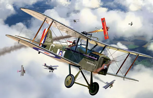 Картинка истребитель, Royal Aircraft Factory, Britsh S.E.5a, одноместный биплан
