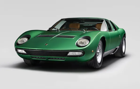 Авто, Lamborghini, Ретро, Зеленый, Машина, 1971, Фары, Автомобиль