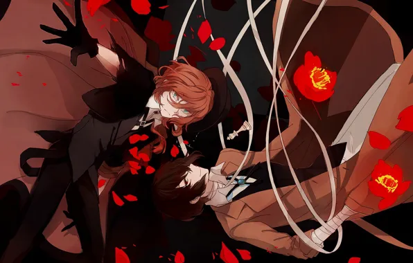 Цветы, парни, Bungou Stray Dogs, Бродячие Псы: Литературные Гении
