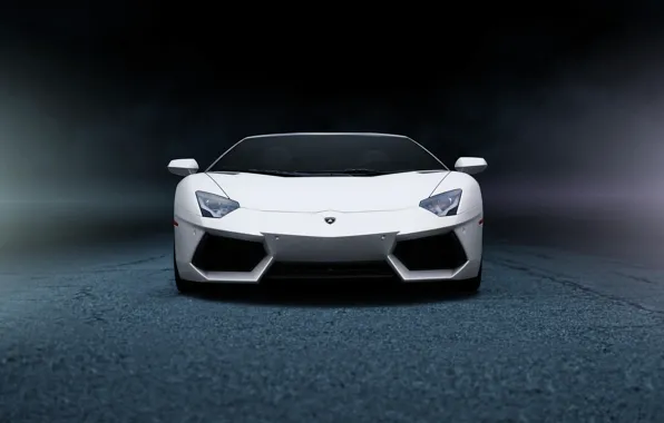 Белый, Lamborghini, перед, white, ламборджини, front, LP700-4, Aventador