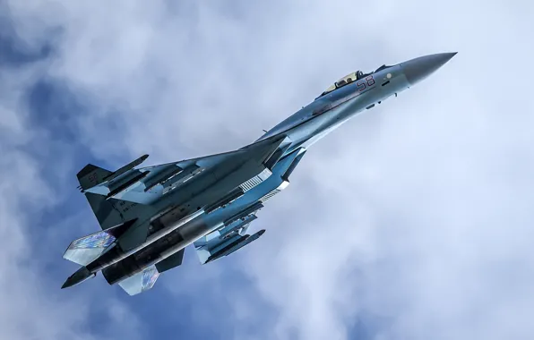 Картинка истребитель, полёт, Су-35, многоцелевой