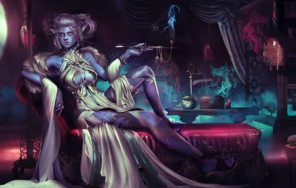 Девушка, эльф, World of Warcraft, warcraft, wow, night elf, Blizzard Entertainment