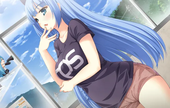 Девушка, голубые глаза, anime, art, kopianget