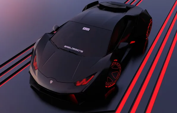 Lamborghini, Машина, Суперкар, Рендеринг, Huracan, Lamborghini Huracan, Cyberpunk, Basil Almasri