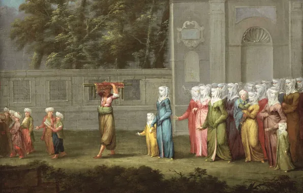 Картинка люди, картина, Жан-Батист ван Мур, Турецкий Мальчик Первый Раз Идёт в Школу