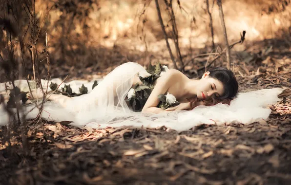 Девушка, поза, фон