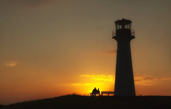 Картинка sunset, lighthouse, Ritual at Dusk