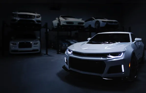 Chevrolet, Muscle, Camaro, Car, Cars, Lights, Muscle Car, Garage