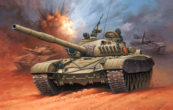 Рисунок, танк, Enzo Maio, ННА ГДР, национальная народная армия, NVA, Nationale Volksarmee, Т-72