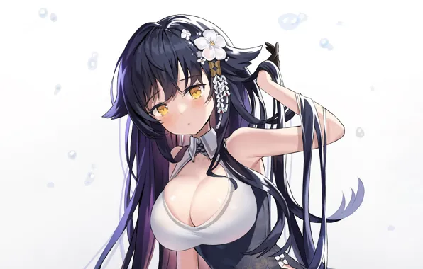 Girl, sexy, cleavage, long hair, dress, boobs, anime, beautiful