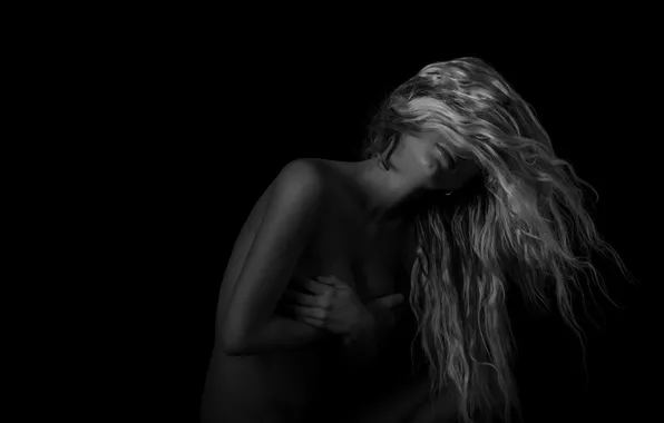 Black, boobs, blonde, hands, shadow, nujer