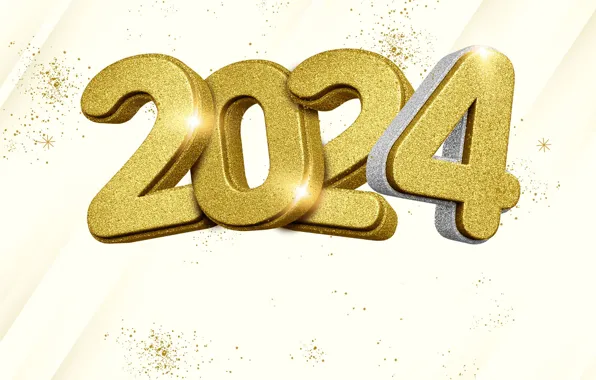 Цифры, Новый год, дата, композиция, 2024, Новый 2024 год