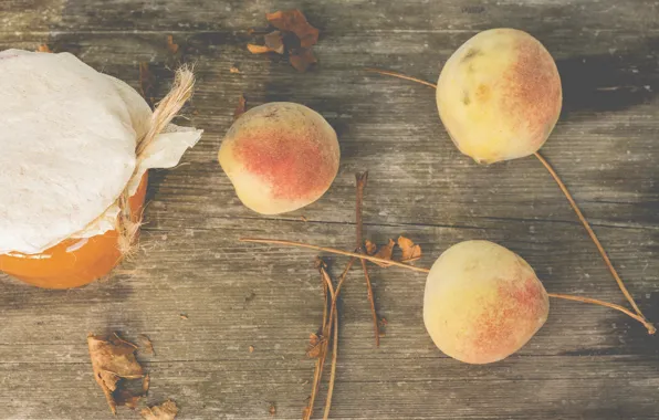 Fruit, peaches, jelly