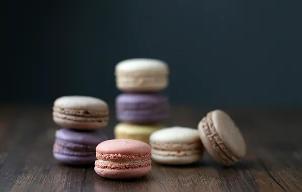 Выпечка, macarons, миндальное печенье