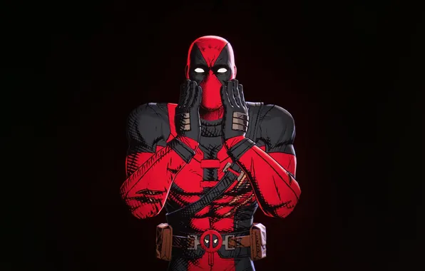 Черный фон, Deadpool, супер герои, марвел