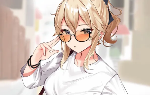 Girl, anime, beautiful, short hair, pretty, glasses, attractive, handsome