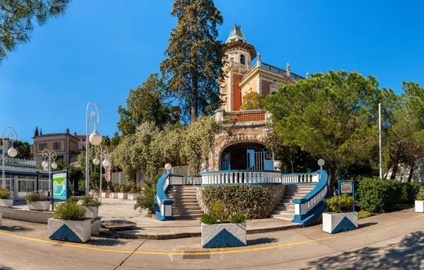 Город, улица, вилла, фонари, лестница, Хорватия, Villa, Croatia