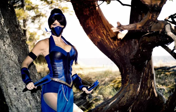 Эротика, sexy, красивая, косплей, cosplay, mortal kombat, в синем, mortal combat