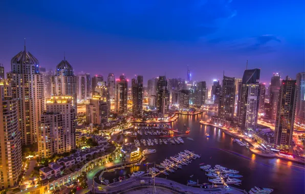 Красиво, панорама, Дубай, ночной город, Dubai, ОАЭ, UAE