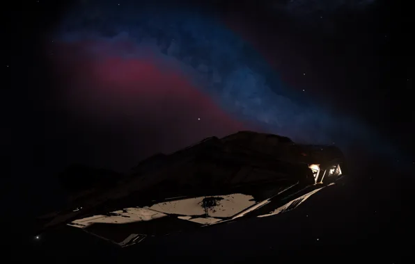 Корабль, Игра, NGC 6960, Elite: Dangerous, Туманность Ведьмина Метла, ASP EXPLORER