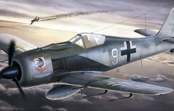 Рисунок, ночной истребитель, Focke-Wulf, Люфтваффе, Fw 190A, Nachtjager