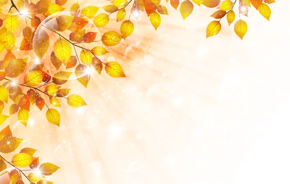 Картинка осень, листья, пузыри, веточка, блески