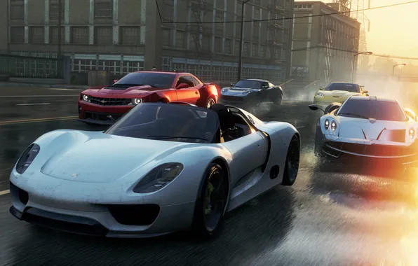 Картинка улица, гонка, McLaren, Porsche, Chevrolet, тачки, Lotus, Need for Speed Most Wanted